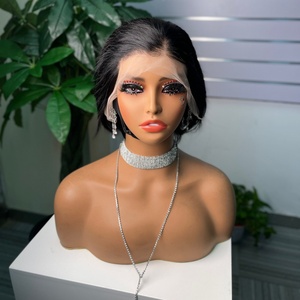 13x4 Lace Pixiel Cut Wig Breathable <b>Cap</b> Wigs 100% Human Hair Lace Frontl for Women - Product Image 1