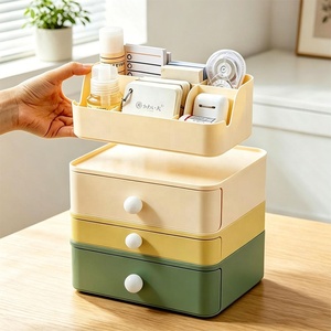 Organizador de Escritorio Apilable Multiusos, Caja Modular con Cajones para Papelería de Oficina, Maquillaje, Joyería, Gabinete de Escritorio de Plástico Estético - Product Image 3