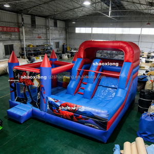 Château gonflable commercial d'extérieur pour enfants, thème Spider-Man, avec toboggan, pour utilisation sèche et humide, avec souffleur - Product Image 6