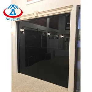 ZHTDOORS Productos de seguridad de gama alta Puerta de garaje reflectante Espejo negro Puerta de garaje de vidrio Puerta sin marco de garaje