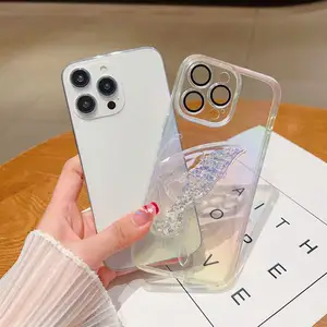 Casing ponsel laser kupu-kupu 3D, pelindung lembut kamera tertutup untuk iPhone 11 Pro Max Funda De Celular 15 14 13 12