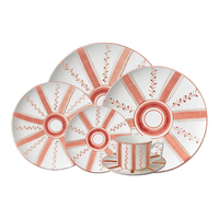 Service de table bohème en porcelaine fine peinte à la main, assiette de présentation vintage à rayures en céramique, tasse à café et bol en porcelaine pour mariage