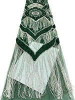 Tissu en dentelle française de luxe NI.AI brodé de perles avec sequins, tissu nigérian brodé de perles et de sequins pour les fêtes