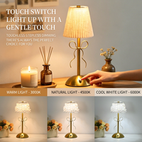 Lampe de table de luxe avec abat-jour à volants, lampe de bureau LED à trois couleurs réglables, décoration pour chambre à coucher et salon