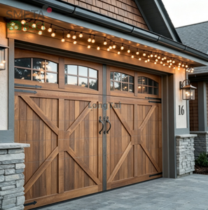 Porte <span class=keywords><strong>de</strong></span> <span class=keywords><strong>garage</strong></span> coulissante et pliante Andexin en <span class=keywords><strong>bois</strong></span> massif <span class=keywords><strong>de</strong></span> chêne américain isolé 9x8 - Product Image 3