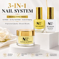 Offre Spéciale – Kit de Vernis Gel 3-en-1 Personnalisable, Non Toxique, Végan, Longue Durée, Sans HEMA, Sans TPO, pour Ongles en Gel UV