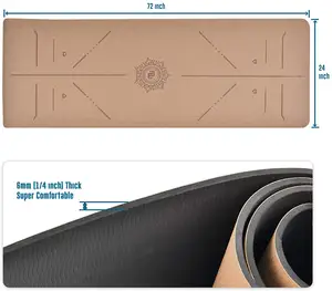 Высококачественный нескользящий коврик для йоги из натурального каучука и пробки толщиной 4 мм с цифровым принтом по приятной цене