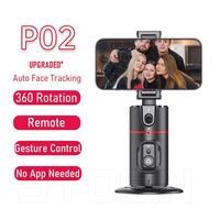 Stabilisateur de téléphone intelligent avec suivi du visage par IA, contrôle gestuel, rotation automatique à 360°, sans application requise, télécommande sans fil pour TikTok Live