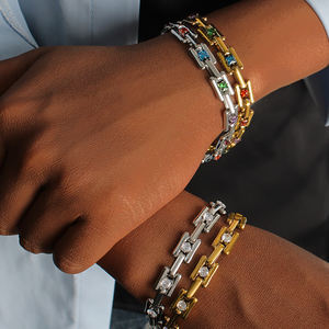 جودة عالية أزياء مطلية بالذهب التيتانيوم الفولاذ المقاوم للصدأ سلسلة متعددة الكروم الماس قلادة سوار مجموعة قلادة النساء فتاة - Product Image 5