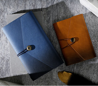 Carnet de voyage en cuir, mini carnet à feuilles mobiles, planificateur A7 minimaliste, bloc-notes avec fermoir métallique et sangle, 80 feuilles de papier kraft