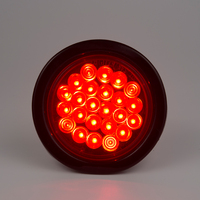 Feux arrière ronds ambre rouges de 4 pouces, 24 LED, pour remorque, camion, feux stop et clignotants, 12-30V, étanches avec œillets