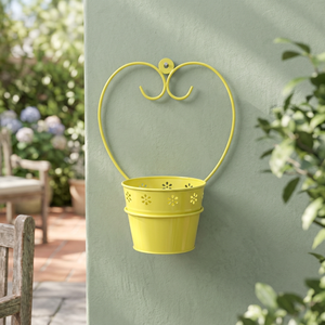 Nouveau design Jardinière murale en métal forgé Pot de fleur et jardinières suspendus jaunes - Product Image 1