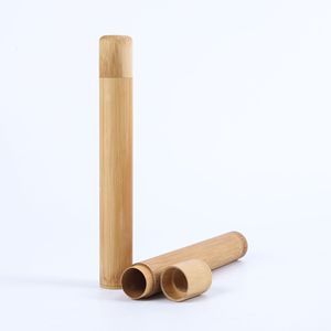 FCJ Set di novità spazzolino da viaggio con manico in legno in fibra di bambù a setole morbide con tubo di bambù carbone per lavarsi i denti in movimento