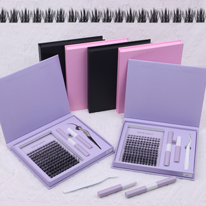 New nhãn hiệu riêng cá nhân Faux Mink 3D hiệu ứng Lash đoạn tự nhiên cụm lông mi tự làm lông mi mở rộng Kit - Product Image 3