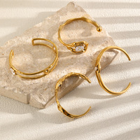 Brazalete Abierto de Oro 18K Irregular con Zirconia, Textura de Rama, Doble Capa, Acero Chapado al Vacío 18K, Regalo Unisex