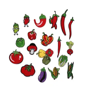 creative style cute vegetable theme chili pepper tomato design custom iron on clothing patches embroidery