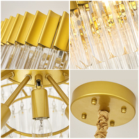 Lustre en cristal et cuivre de style nordique post-moderne, lampe créative simple et moderne de luxe pour salon, chambre à coucher, salle à manger