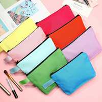 Tas Pensil Warna-Warni Serbaguna Kanvas Murah, Dapat Digunakan Kembali, Dengan Tali Serut dan Resleting, Untuk Anak Laki-Laki, Perempuan, Remaja, Tas Kosmetik Besar