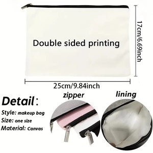 Estuche de Lona Personalizable para Maquillaje, Bolsa de Viaje con Cierre, Bolsa Cosmética Multiusos para Transferencia Térmica - Product Image 5