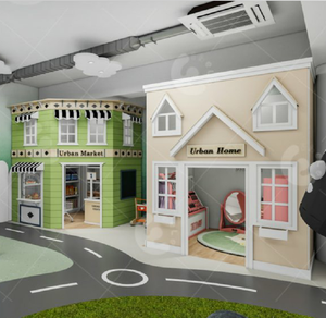 Eibele Équipement de terrain de jeu intérieur souple Design Kids Mini <span class=keywords><strong>Town</strong></span> Daycare Playhouse Role Play Interactive Play Set for Toddler Park - Product Image 4