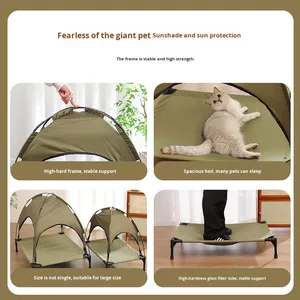 Cuccia per Cani Grande Rialzata Portatile in Tessuto Oxford con Tenda Parasole Rimovibile - Ideale per Esterni - Product Image 3