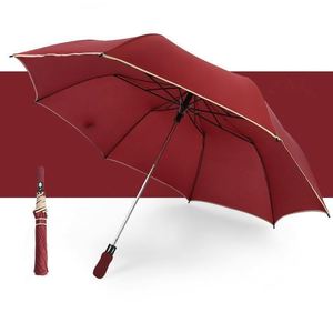 Parapluie de golf automatique 2 plis, luxe léger, en pongee, avec logo personnalisé et poignée en bois pour adultes - Product Image 2