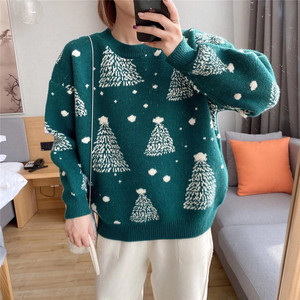 Suéter de Punto Modal y Acrílico de Manga Larga con Diseño de Árbol de Navidad, Estilo Coreano, Holgado, para Mujer, Nueva Colección Otoño 2026 - Product Image 4
