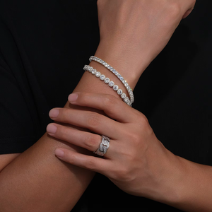 สร้อยข้อมือเทนนิสแบบฮอลโลว์ประดับเพชร 6.5 มม. สำหรับผู้ชายและผู้หญิง ของขวัญเครื่องประดับฮิปฮอป ชุบทอง 14k ประดับเพชรคิวบิกเซอร์โคเนียแบบกลุ่ม - Product Image 5