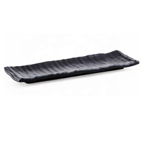 Assiette rectangulaire en mélamine noire de 13 pouces, incassable, pour servir les sushis, vaisselle de restaurant japonaise