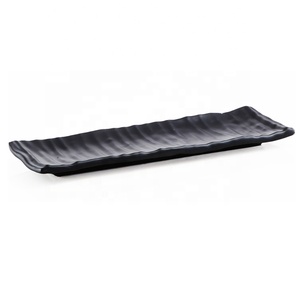 Piring Melamin Persegi Panjang Hitam 13 Inci untuk Sajian <span class=keywords><strong>Sushi</strong></span>, Peralatan Makan Restoran Jepang yang Tahan Banting - Product Image 3