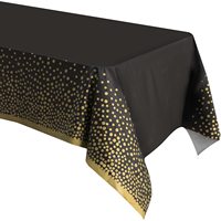GREATRIL - Manteles Modernos Negros y Dorados para Fiestas, Graduaciones, Nochevieja, Ceremonias, Cumpleaños, Decoraciones Rectangulares de 137 x 274 cm