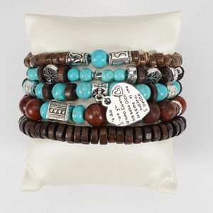 Fashion Jewelry Wood <b>Beaded</b> <b>Bracelets</b> Set Bohemian Style Charm Women's Gift Made In China - Product Image 4