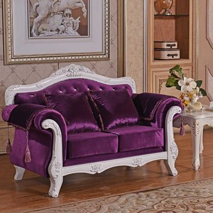 Bộ sofa vải theo phong cách Châu Âu dành cho căn hộ nhỏ hoặc phòng khách biệt thự, có ghế sofa màu Tím Ba chỗ kiểu Pháp. - Product Image 3