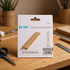 Bastoncini di legno ILAN 10x300mm, confezione da 5 pezzi per progetti artigianali e fai da te - Product Image 3