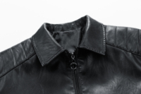 Blouson de moto en cuir de haute qualité pour la course, noir/rouge/marron, avec fermeture éclair, col montant, sans poches