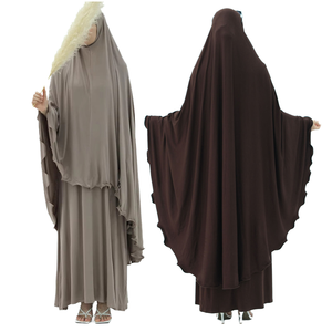 Islamic Modest Winter Traditional Prayer Clothing Dubai Soft Modal Cotton <b>2</b> <b>Piece</b> Abaya Set Hijab Khimar <b>Dress</b> Robe Muslim Women - Product Image 1