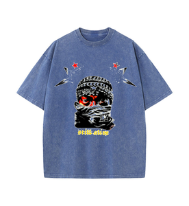 เสื้อยืดสตรีทแวร์พิมพ์ลายหน้ากากโอเวอร์ไซส์สไตล์วินเทจย้อนยุค สินค้าจากอเมริกา ขายส่ง Y2K เสื้อยืดฮิปฮอปผู้ชายลำลอง - Product Image 5
