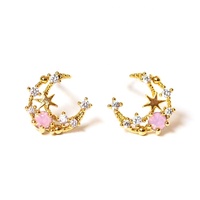 Milskye New Arrival Classic Runde Pink Gem Moon Nieten für Frauen Sweet Flower Circle Schmuck