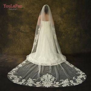 Ylapan v62 शानदार और सुरुचिपूर्ण स्पेनिश शैली के घूंघट विंटेज कढ़ाई फीता एकल परत लंबे पीछे ब्राइडल घूंघट - Product Image 6