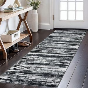 Đen grey bếp <span class=keywords><strong>Runner</strong></span> rug có thể giặt Non-Slip mềm sọc hành lang Thảm đau khổ Thảm <span class=keywords><strong>RUNNER</strong></span> cho lối vào phòng giặt - Product Image 1