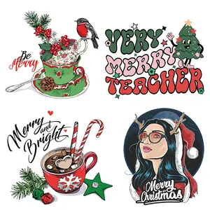 Düşük fiyat toptan dtf transferi baskı noel sticker t-shirt screenprint transferler için ısı transferleri boyun etiketi