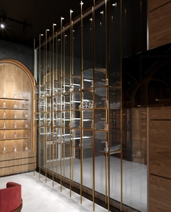Étagères murales de luxe pour magasin, présentoir de parfums en <span class=keywords><strong>marbre</strong></span> noir brillant avec bande dorée - Product Image 2