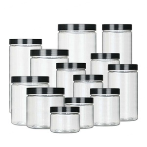 Food Grade 80ml 100ml 120ml 150ml 250ml clear PET <b>Plastic</b> <b>Jar</b> with Black Lid - Product Image 2
