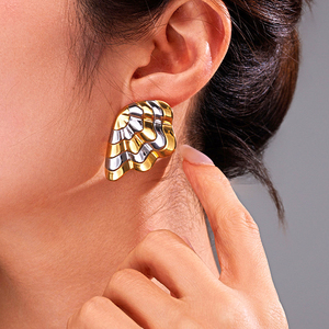 Pendientes de Acero Inoxidable <span class=keywords><strong>con</strong></span> Baño de Oro Real de 18K, Diseño de Ala de Lazo, Ligeros, de Lujo, <span class=keywords><strong>con</strong></span> Estampado de Cebra, Resistentes a la Decoloración, Joyería para <span class=keywords><strong>Mujer</strong></span> - Product Image 1