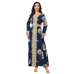 Verano nueva ropa de mujer musulmana moda flor bronceadora Oriente Medio adoración bata vestido femenino - Product Image 1
