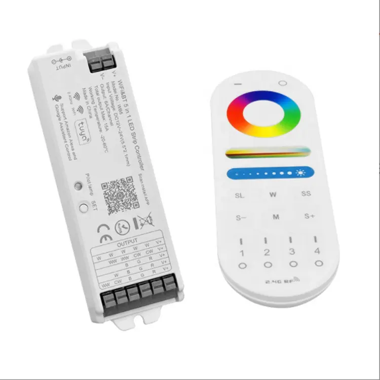 Smart Lighting 5in1 RGB+CCT Wireless Dimmer Touch Remote Group Control RF Tuya LED Screen Controller