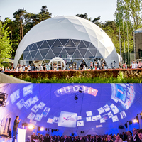 Luxuriöses Glamping-Kuppelzelt 10m mit zwei Schlafzimmern und Bad für Outdoor-Partys unter Sternen im Wüstenbereich, mit werkseitig angepasster Vier-Jahreszeiten-Funktion