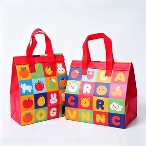 Sac isotherme jetable écologique en non-tissé imperméable avec motif lettre et logo imprimé pour livraison de repas - Product Image 1