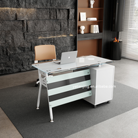 Étude de verre simple meubles de bureau à domicile Table de bureau d'ordinateur de travail avec tiroir Escritorio de oficina