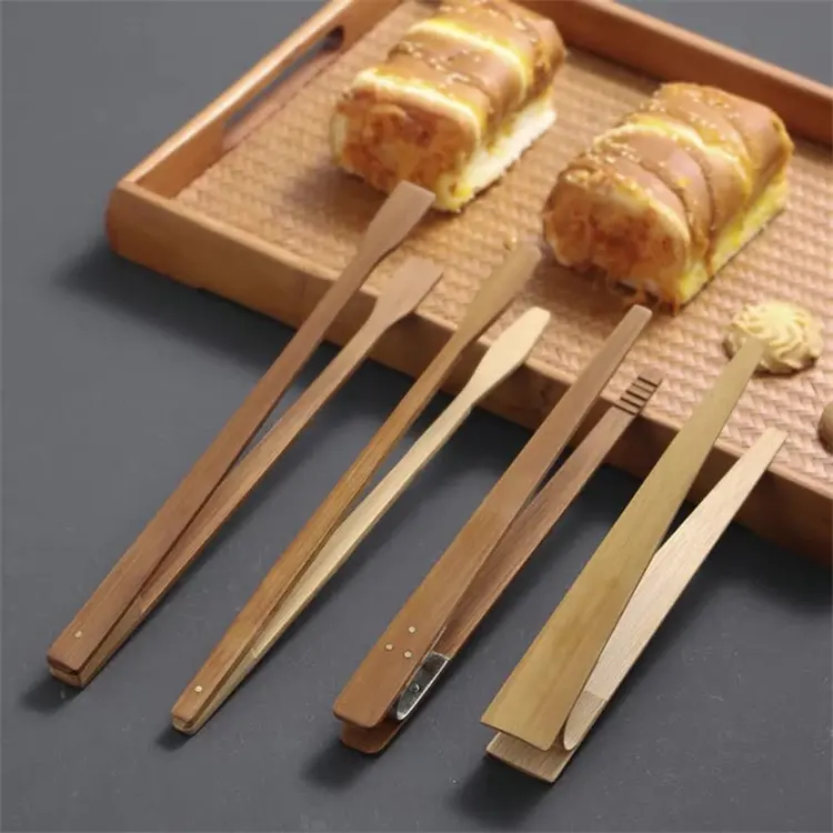 Bambus 도매 재사용 클래식 대나무 음식 통 빵 스테이크 내열성 클립 긴 크기 대나무 집게 식품